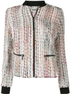 ELIE TAHARI BROOKE FRAYED TWEED JACKET