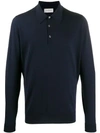 John Smedley 'finchley' Long Sleeve Polo Shirt In Blue