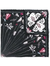 ALEXANDER MCQUEEN SKULL AND BUTTERFLY PRINT SCARF