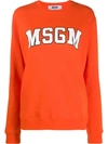 Msgm College Logo Print Sweater In Orange