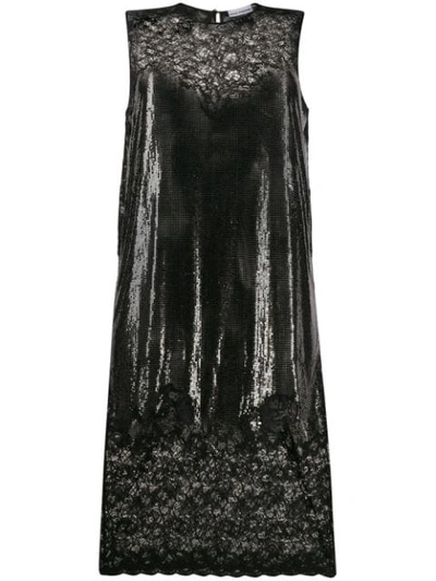 Rabanne Chainmail Lace Midi Dress In Black