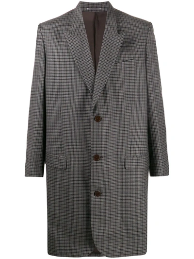 Martine Rose Oversized Single Breast Wool Coat In Grey Checked