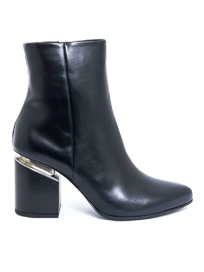 Vic Matie Black Leather Ankle Boot In Nero