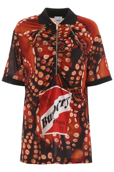 Burberry Printed Mini Dress In Orange,black,red