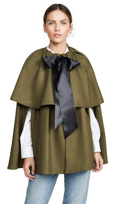 Adam Lippes Tiered Cape In Loden