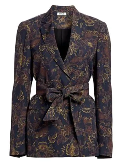 Amur Payton Belted Floral Paisley Jacket In Charcoal