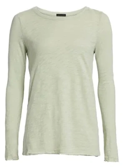 Atm Anthony Thomas Melillo Destroyed Wash Long Sleeve Slub Jersey Tee In Sage