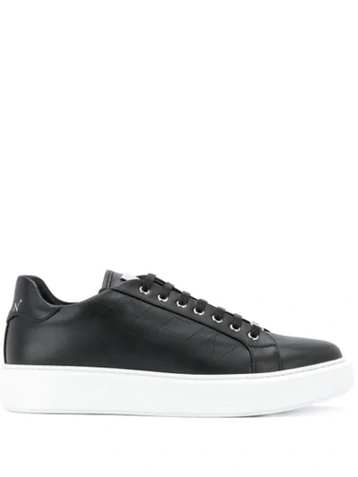 Philipp Plein Black Leather Low Top Sneakers