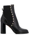 Valentino Rockstud Pebbled-leather Ankle Boots In Black