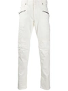 Balmain Bikerjeans Im Distressed-look In White