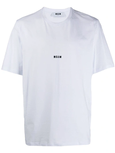 Msgm Logo Detail Print Cotton Jersey T-shirt In White