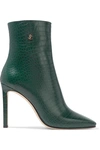 JIMMY CHOO MINORI 100 CROC-EFFECT LEATHER ANKLE BOOTS