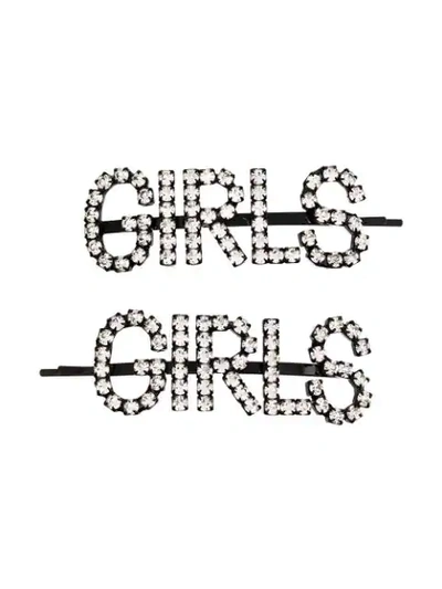 Ashley Williams Girls Crystal-embellished Hair Pins In Black