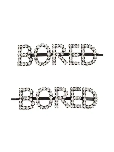 Ashley Williams Bored Crystal-embellished Hair Pins In Black