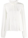 CHLOÉ EMBROIDERED RUFF COLLAR BLOUSE