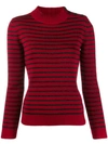 Saint Laurent Striped Knitted Jumper In Red
