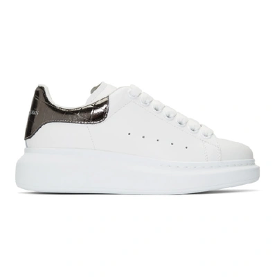 Alexander Mcqueen Leather Exaggerated-sole Sneakers In White Black