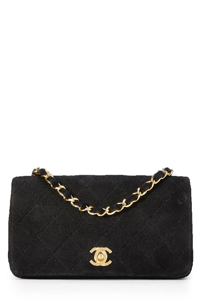 Pre-owned Chanel Black Suede Full Flap Small