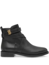 BURBERRY MONOGRAM MOTIF STRAPPY ANKLE BOOTS