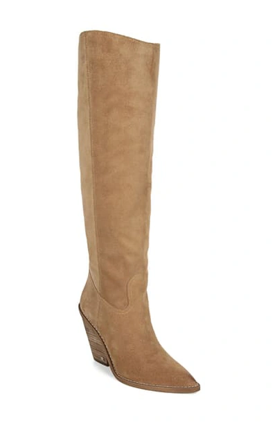 Sam Edelman Indigo Pointed Toe Knee High Boot In Golden Caramel Suede