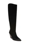 Sam Edelman Indigo Pointed Toe Knee High Boot In Black Suede