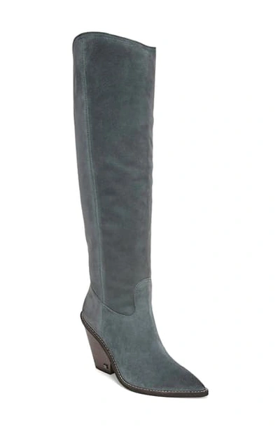 Sam Edelman Indigo Pointed Toe Knee High Boot In Grey Iris Suede