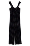 MADEWELL RUFFLE FRONT WRAP JUMPSUIT IN GRID DOT,AB336