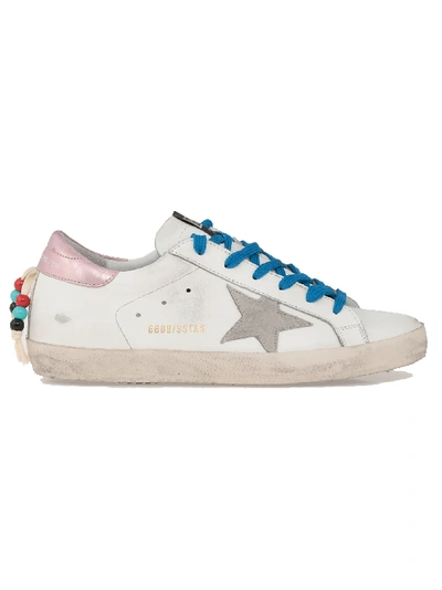 Golden Goose Superstar Beaded Leather Trainers In White