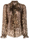 Dolce & Gabbana Leopard-print Silk Organza Blouse In Animalier
