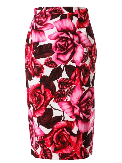 Prada Floral Print Skirt In Pink