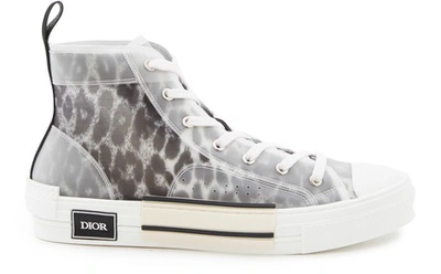 Dior "b23" High-top Sneaker In Leopard Print In Brown