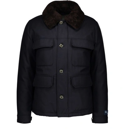 Woolrich Stag Jacket X Loro Piana In Pied De Poule Navy