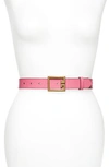 Givenchy 2g Buckle Leather Belt In Sorbet Pink/ Gold