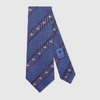 Gucci Silk Bee Web Stripe Tie In Blau