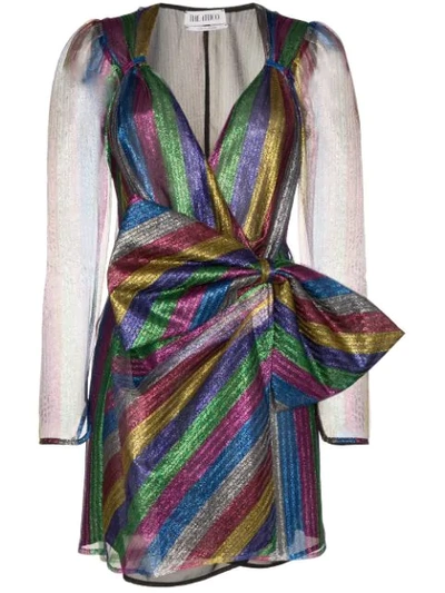 Attico Multicoloued Laminated Tulle Dress With Bow In Multicoloured