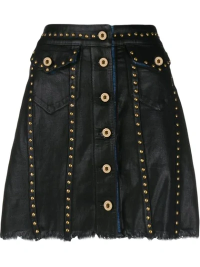 Versace Jeans Couture Studded Denim Mini Skirt In Black