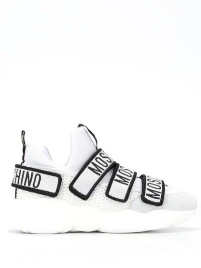 Moschino Teddy Shoes Sock Sneakers With Strap In White