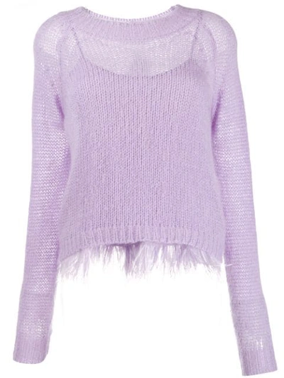 Twinset Feather Frill Jumper In Purple