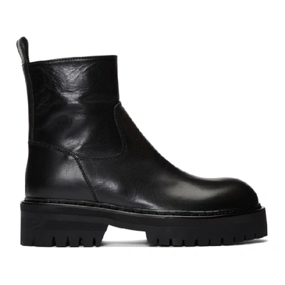 Ann Demeulemeester Exaggerated Leather Ankle Boots In Black