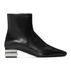 Balenciaga Metallic Bb Logo Block Heel Boots In Black Silver