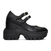 Miu Miu Exaggerated-sole Mary Jane Leather Wedges In Black