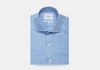 LEDBURY MEN'S BLUE CALDWELL CASHMERE HERRINGBONE DRESS SHIRT COTTON/CASHMERE,1W20BW-062-600-17-36