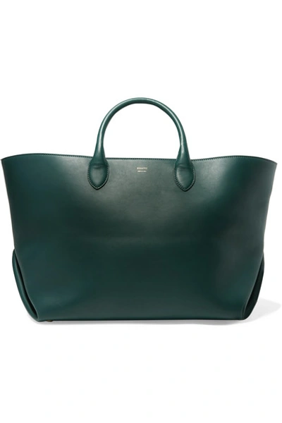 Khaite Envelope Pleat Medium Leather Tote In Green