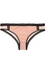 STELLA MCCARTNEY ALLY INDULGING LACE-TRIMMED STRETCH-VELVET AND POINT D'ESPRIT TULLE BRIEFS