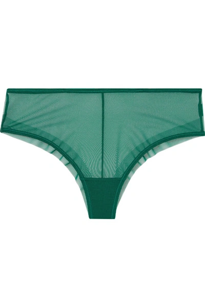 Les Girls Les Boys Stretch-mesh Briefs In Forest Green