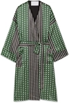 ASCENO POLKA-DOT SILK-SATIN ROBE