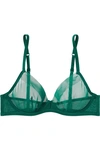 Les Girls Les Boys Stretch-mesh Underwired Soft-cup Bra In Forest Green