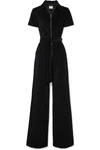 ALICE AND OLIVIA GORGEOUS BELTED COTTON-BLEND CORDUROY JUMPSUIT