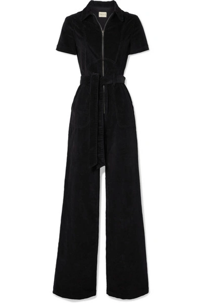 Alice And Olivia Gorgeous Belted Cotton-blend Corduroy Jumpsuit In Night Fever