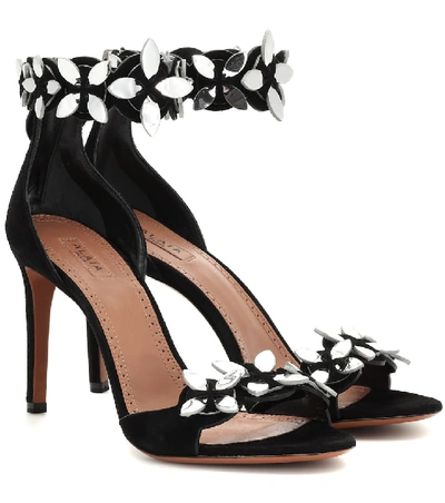 Alaïa Embellished Suede Sandals In Black